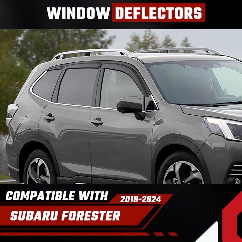 ISINLASSO Tape-On Rain Guards Compatible with Subaru Forester 2019 2020 2021 2022 2023 2024 Black Extra Durable Shatterproof Side Window Deflectors, Vent Window Visors, Wind Deflectors - 6 PCS - Image 2